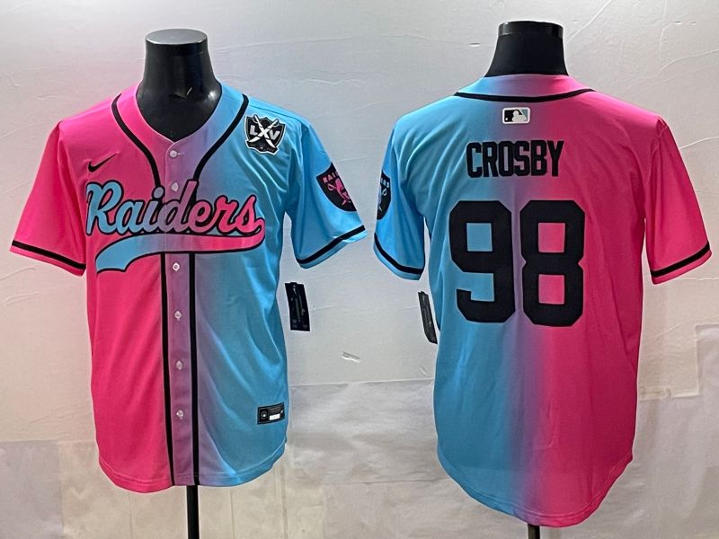 Men 2025 Oakland Raiders #98 Crosby Blue pink Nike Limited NFL Jersey style 007->oakland raiders->NFL Jersey